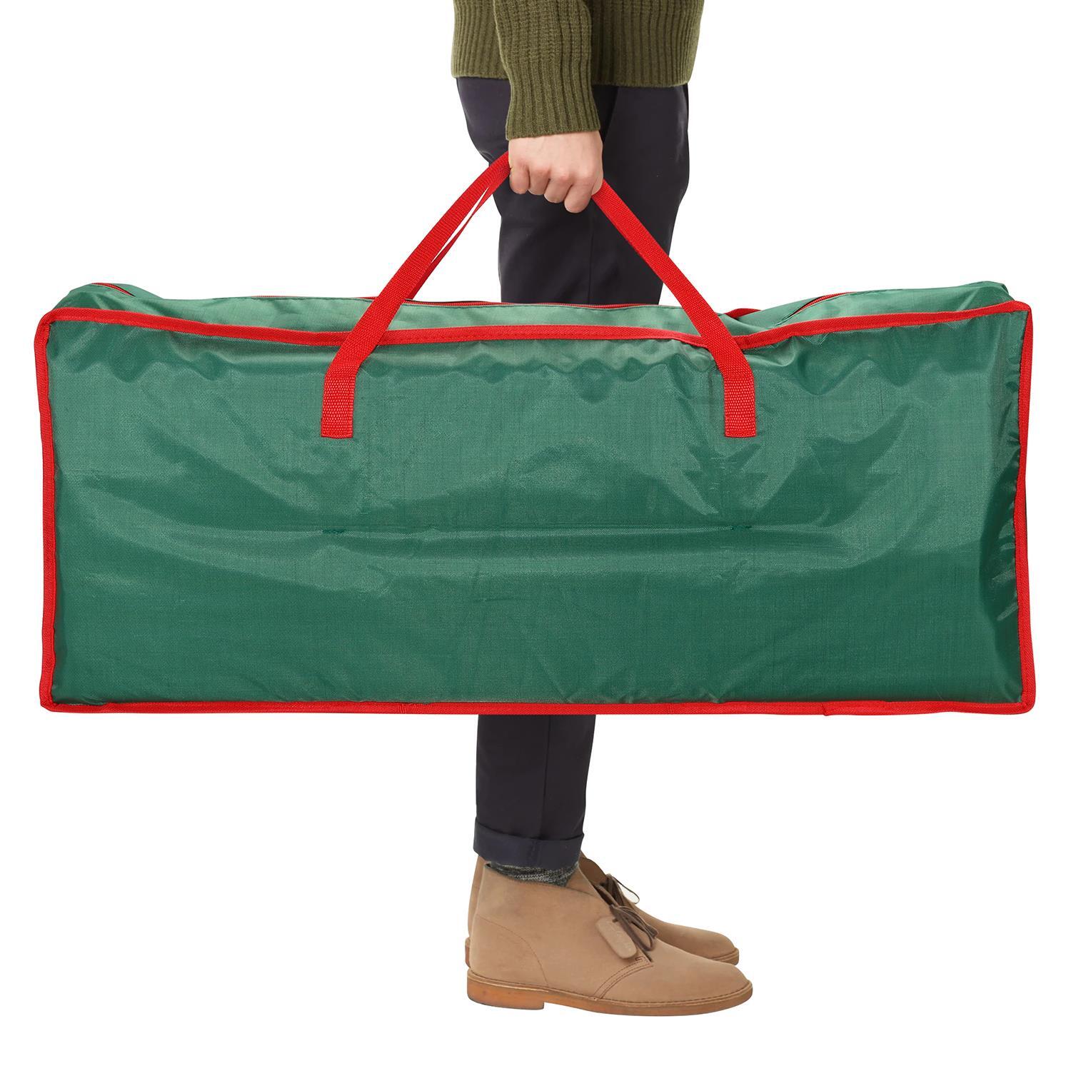 example of christmas xmas decoration gift wrap fabric storage bag [green,0008941] in a setting