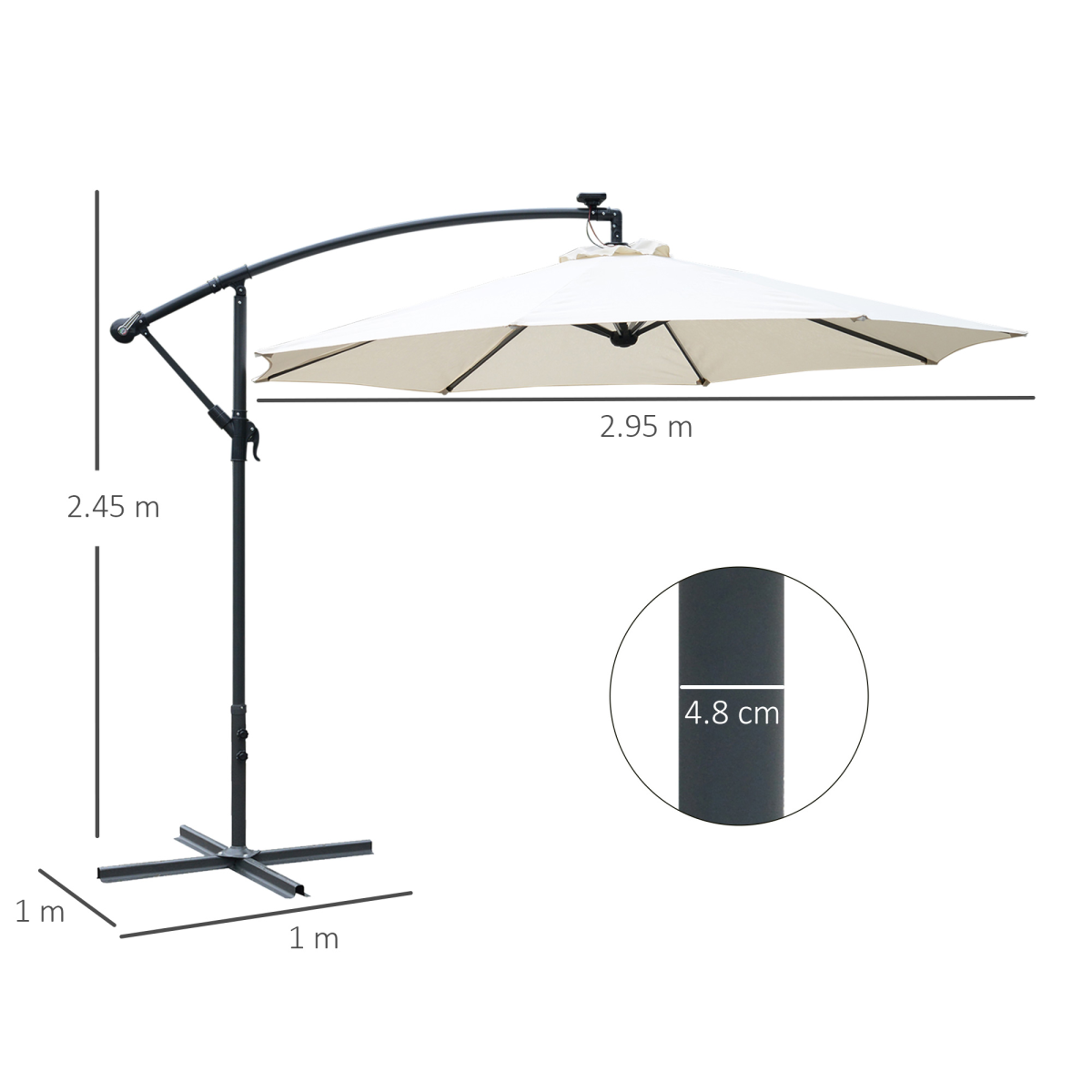 Umbrella Parasol with Solar Powered LED stripes