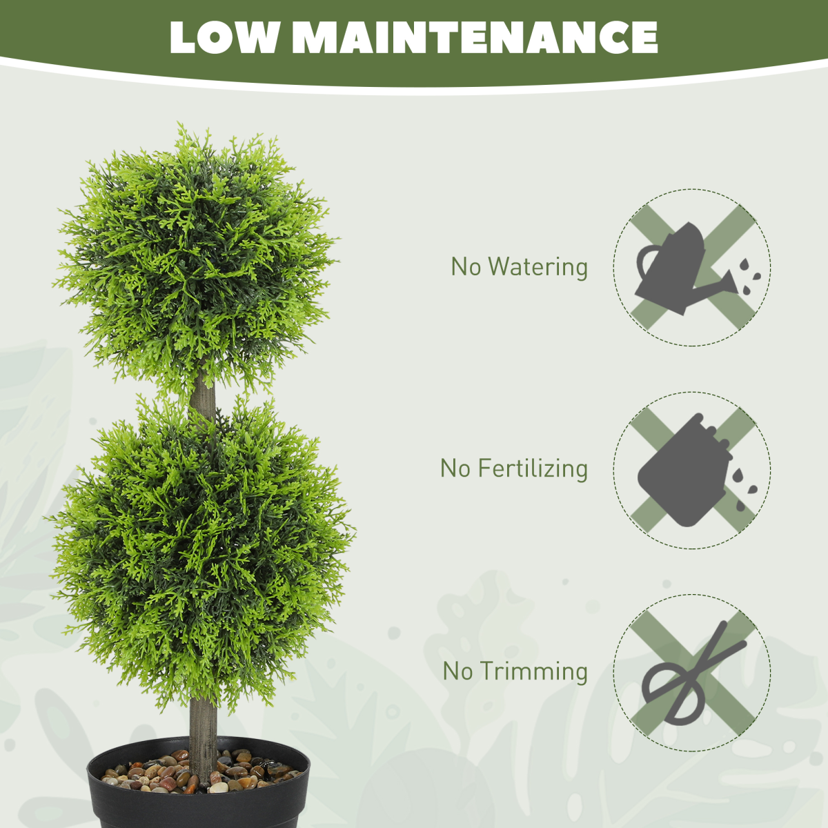 hOMCOM Set of 2 Artificial Topiary Cypress Ball Trees with Pot and Pebbles alternative style 6