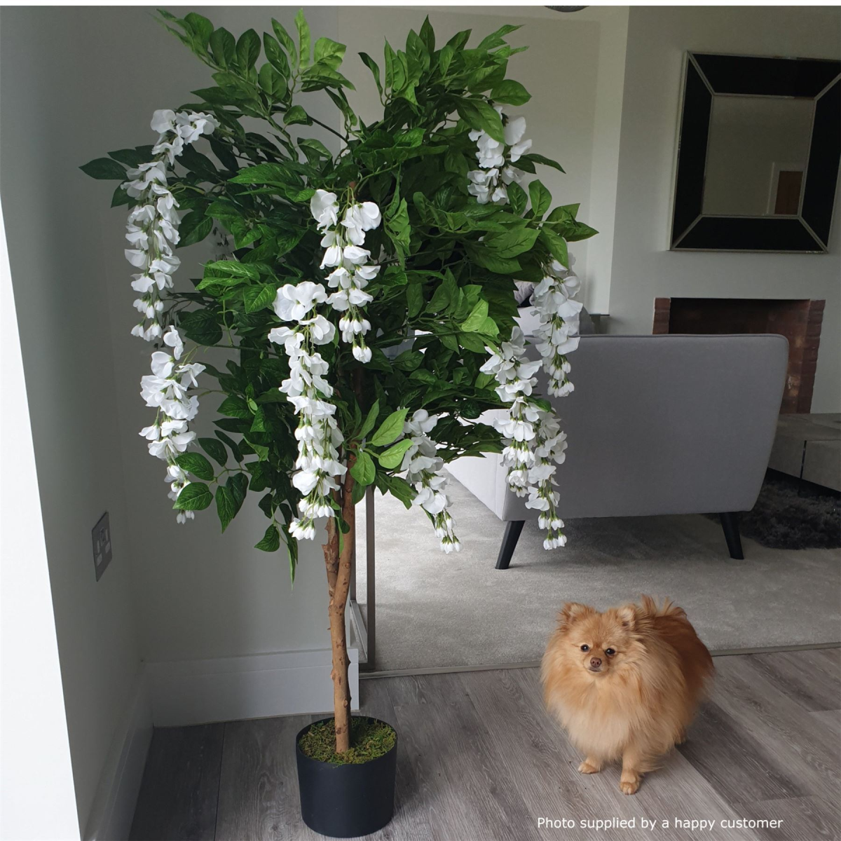 130cm Luxury Artificial Wisteria Tree White Flowers - Premium Range Silver Metal Planter alternative style 2