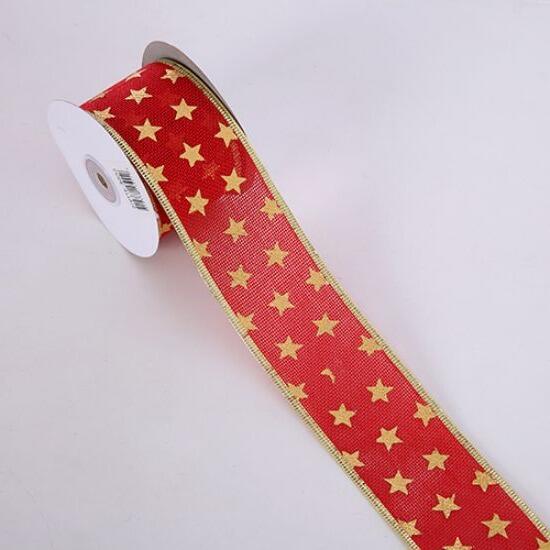 Christmas Red Gold Star Ribbon 30ft x 2 inch