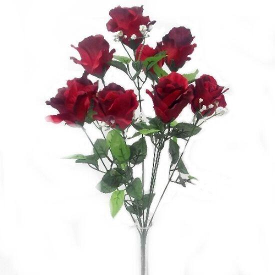 Artificial Flower Bouquet - 54cm Red Rose Bush
