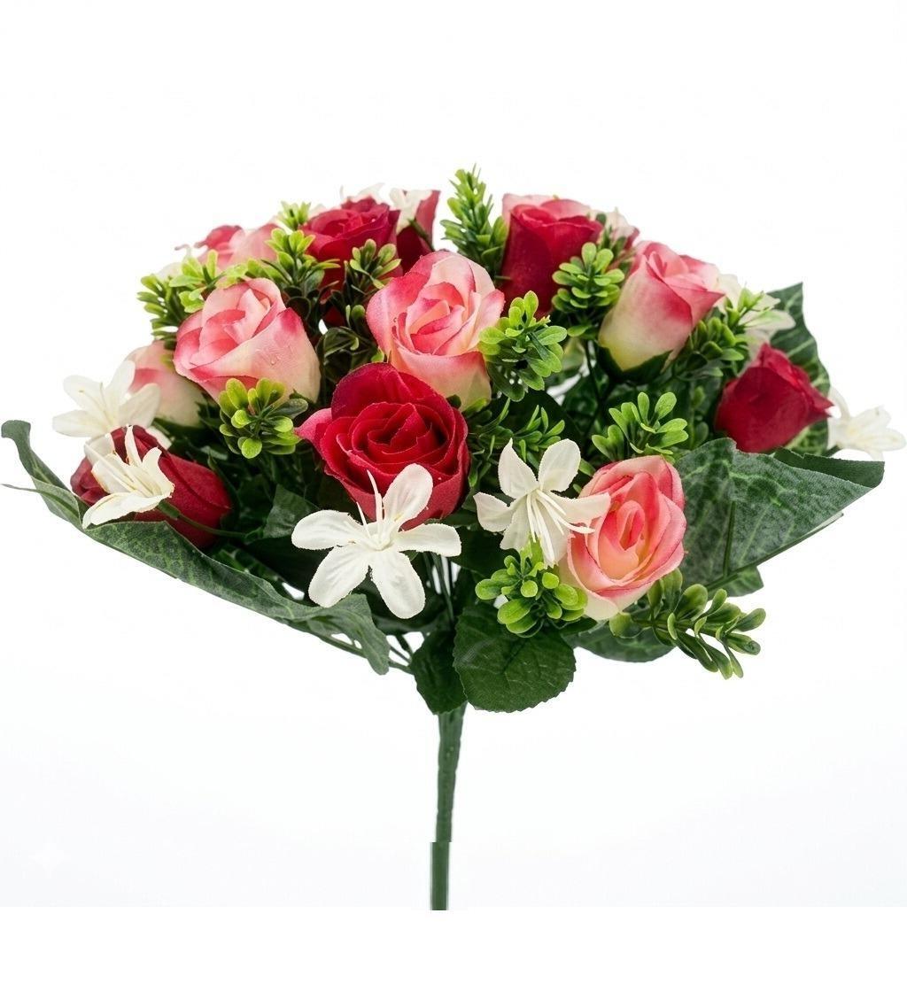 artificial flowers bouquet bush pink roses
