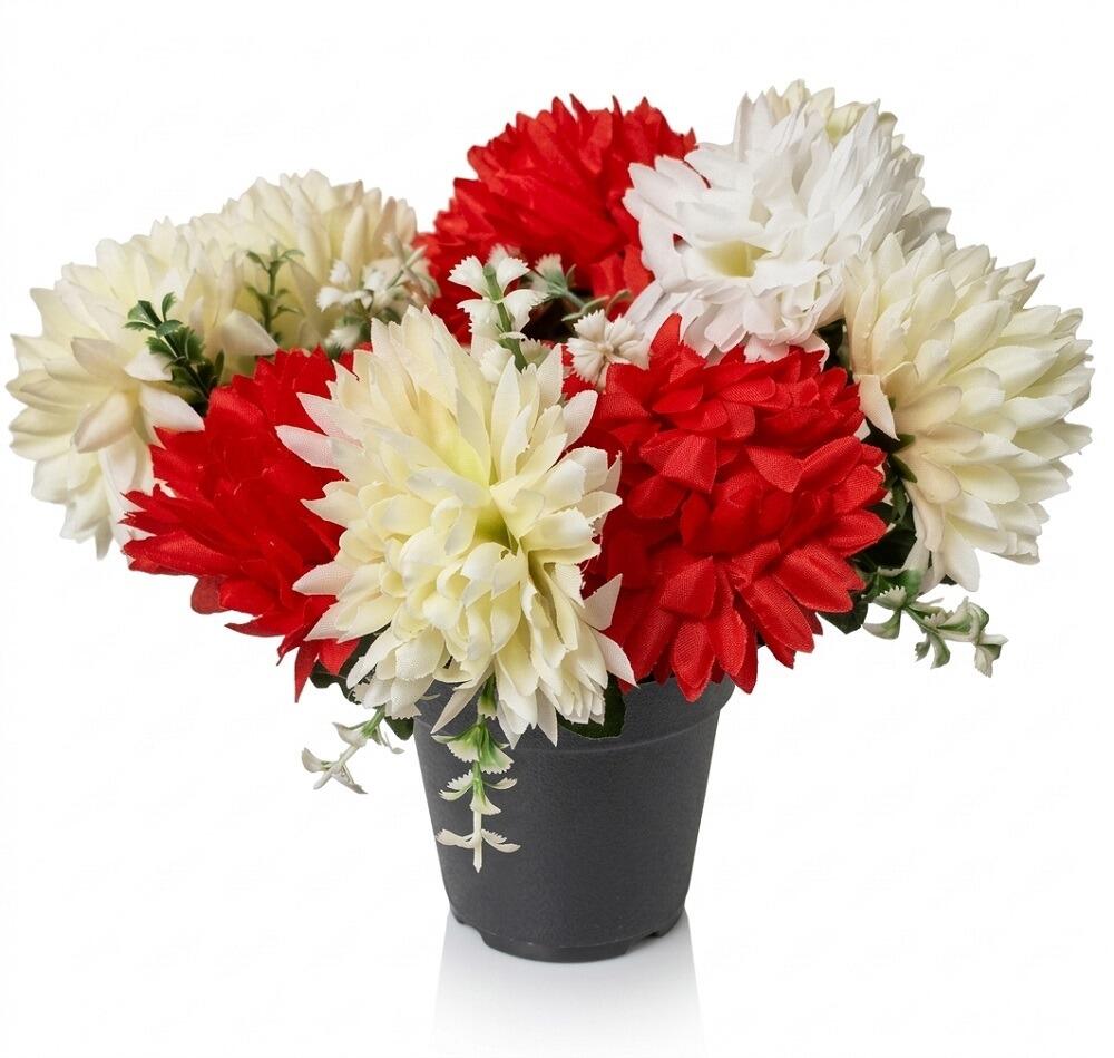 cemetery pot roses red white pot vase flowers artificial