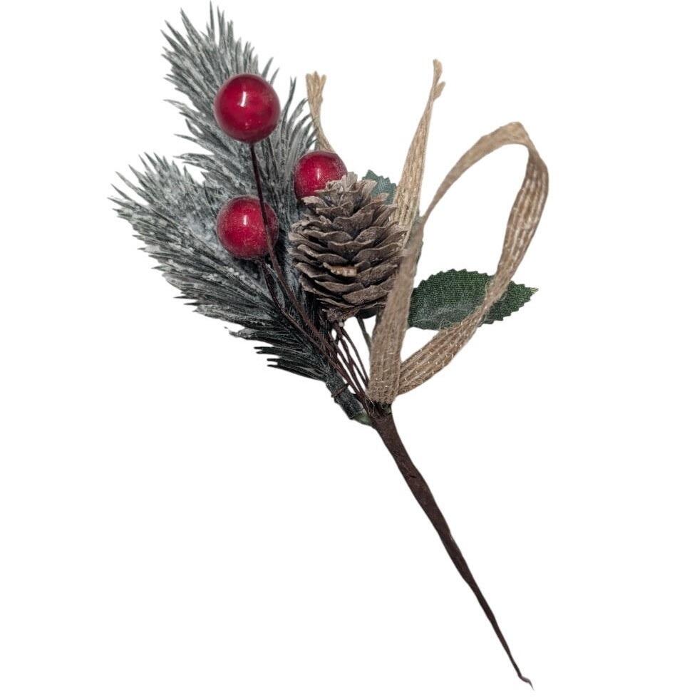 christmas wreath pick foliage filler artificial cone berry