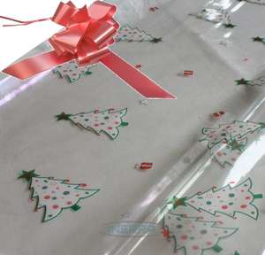 salmon pink hamper wrapping kit christmas trees cellophane wrap