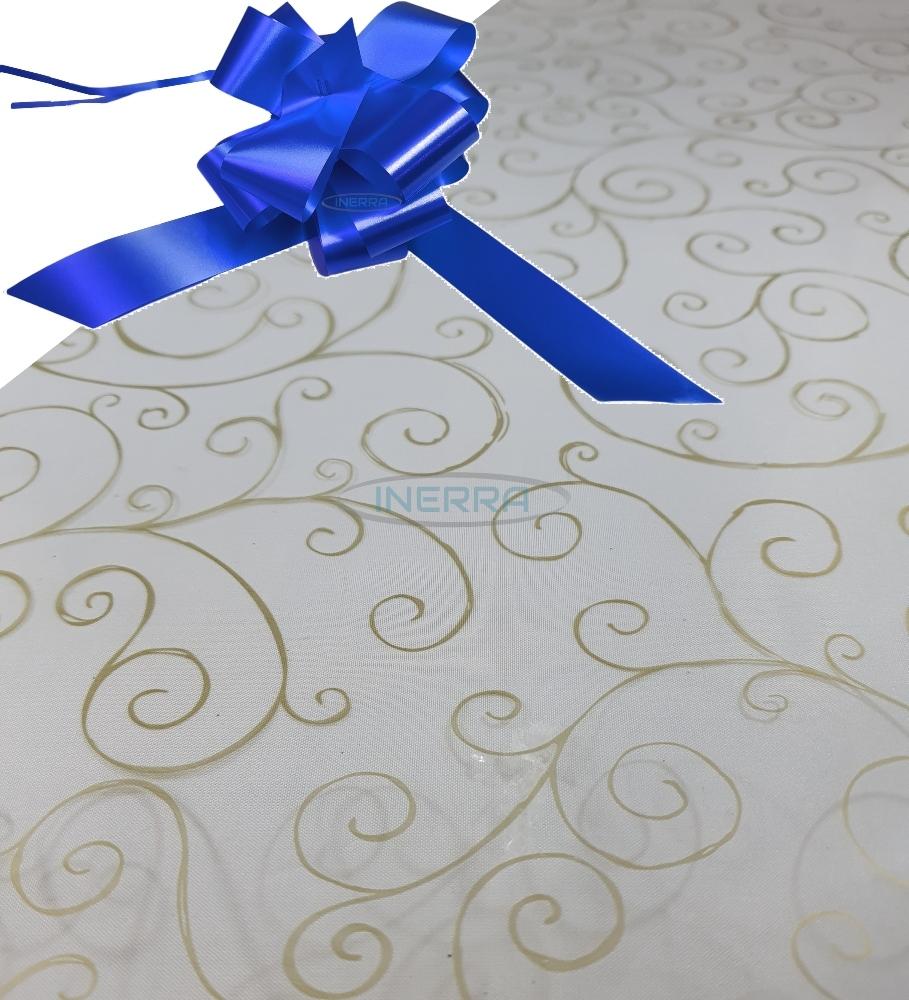 hamper wrap kit cellophane bow wrapping gold scroll royal blue