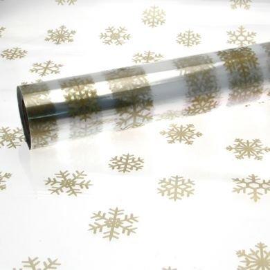 gold snowflakes cellophane wrap