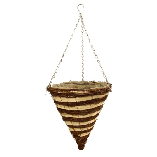 bamboo hanging baskets chain twig natural planter garden