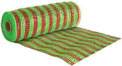 red green stripe striped deco mesh wreath 10 inch christmas making tree gift wrap 1345