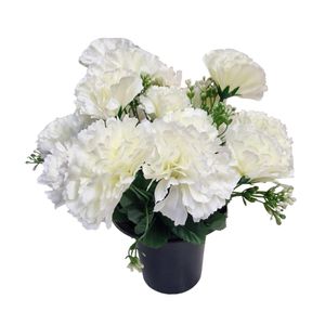 ivoryr carnation grave vase pot artificial flowers