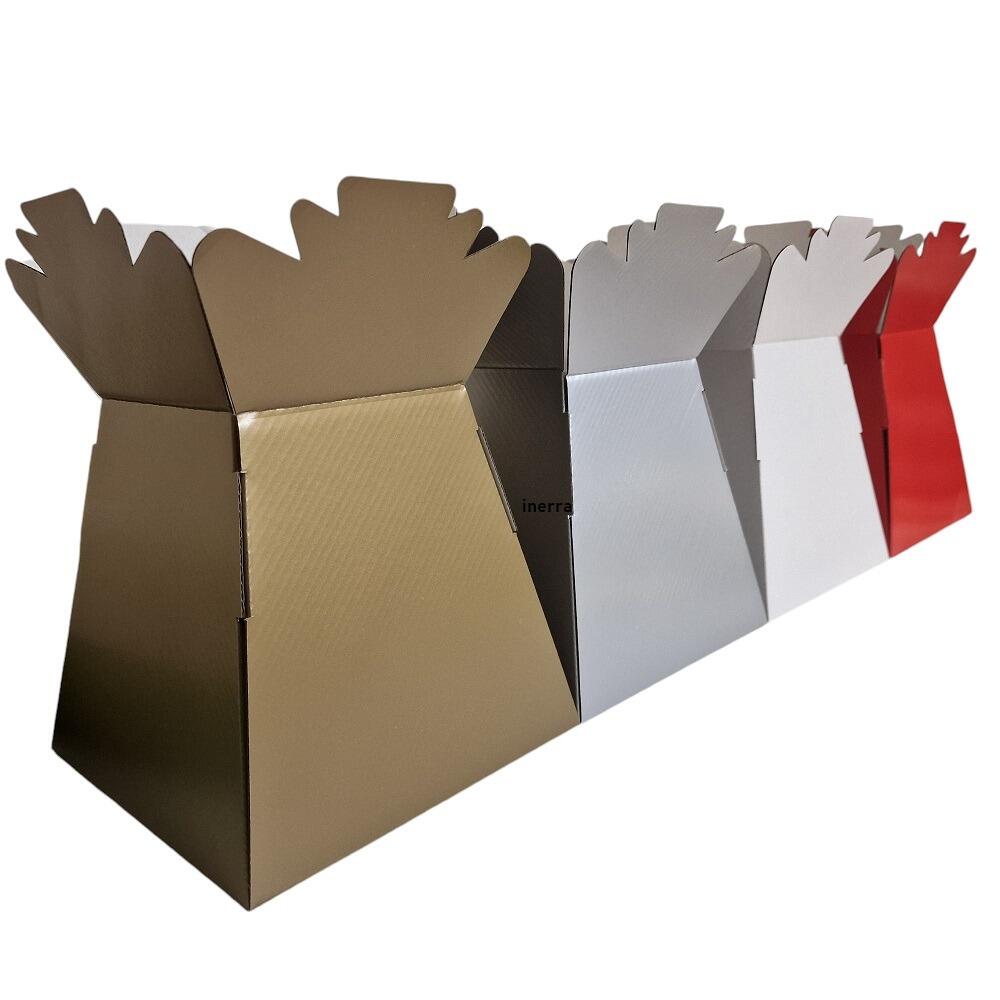 florist boxes in red gold silver and white