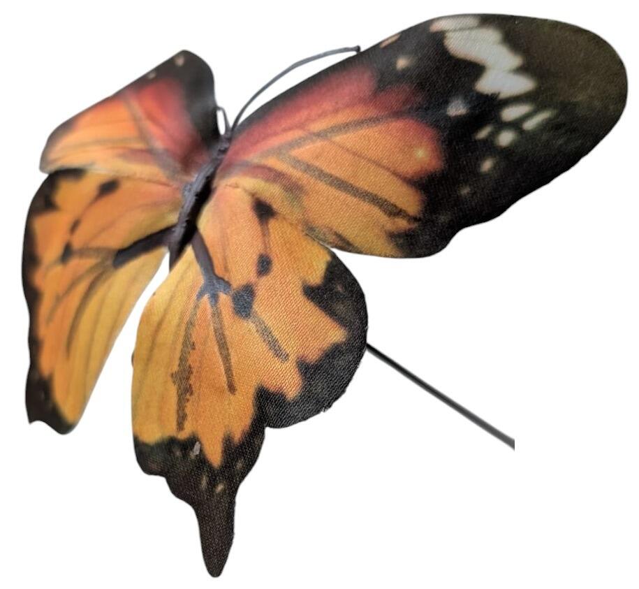 decoration butterfly stem pick orange