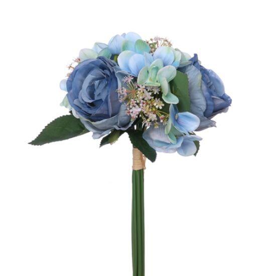 rose and hydrangea blue artificial flowers