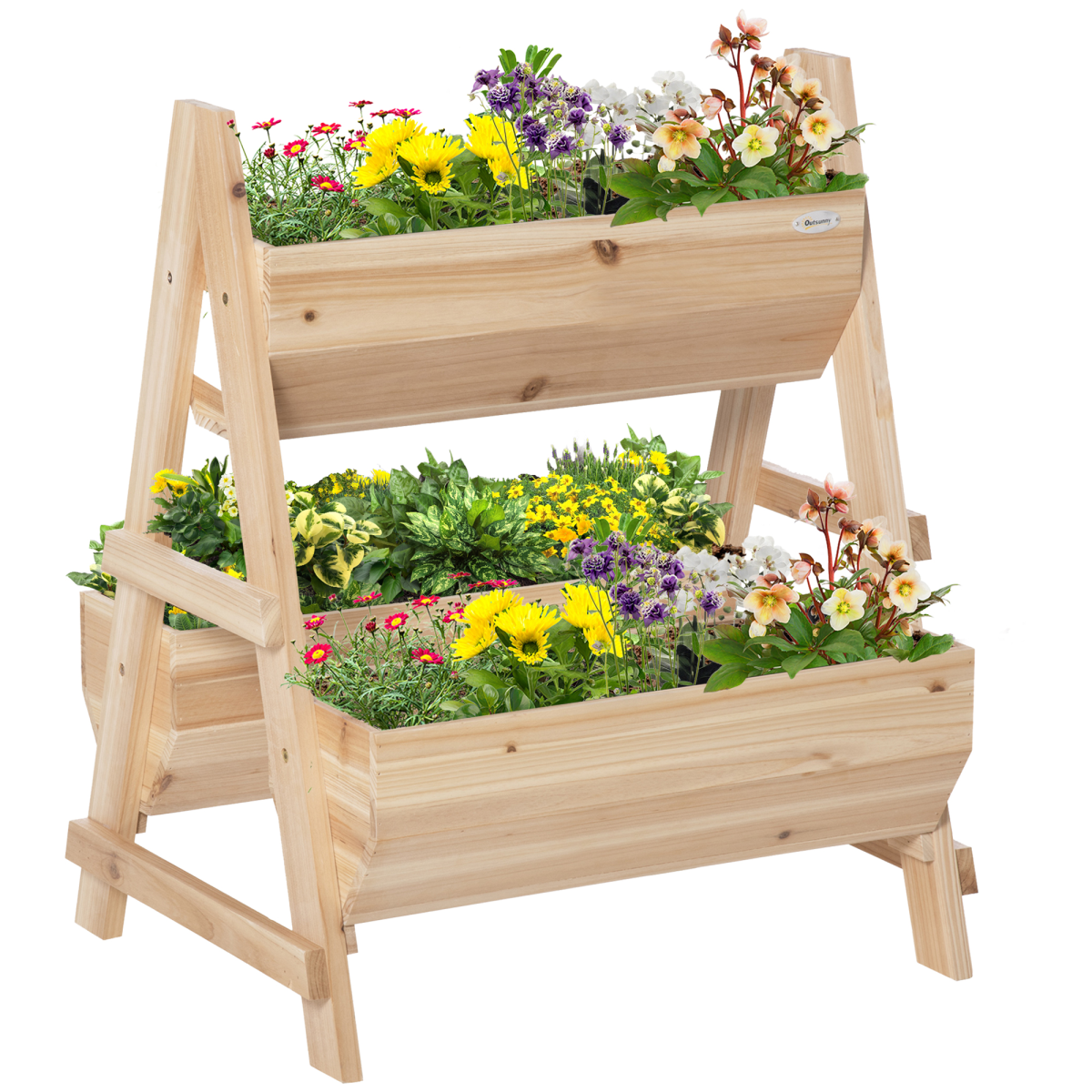 wood raised garden bed planter box with stand view 1