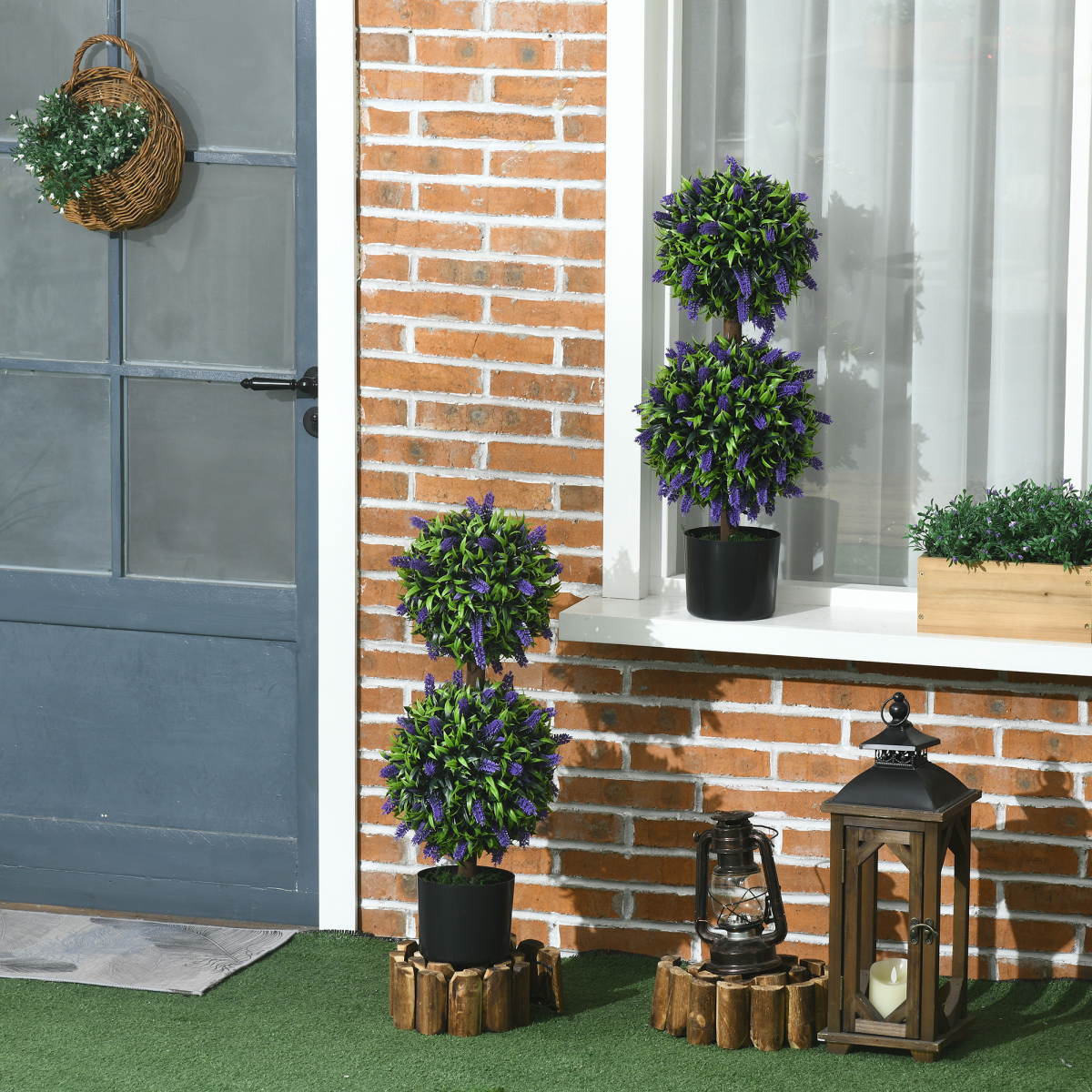Artificial Plants Ball Tree with Lavender Flowers