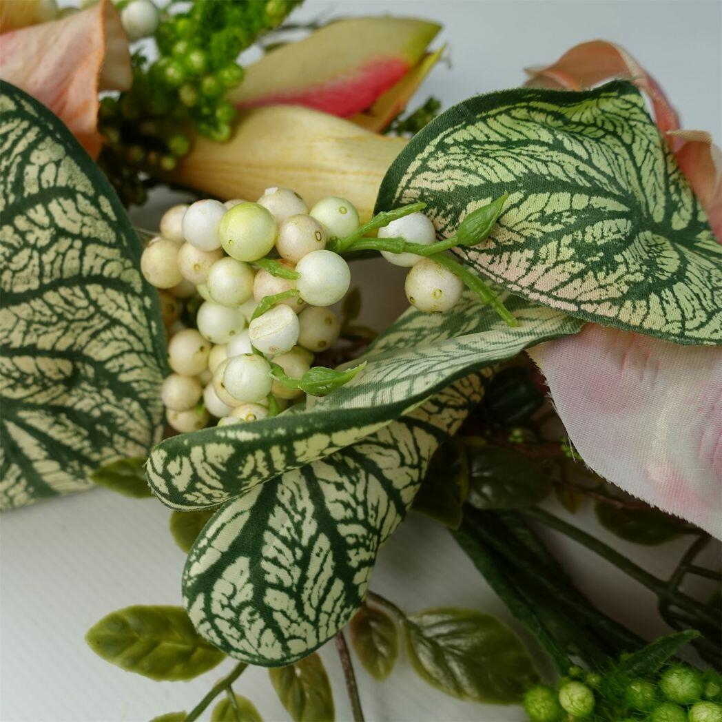 60cm Artificial Pink Lily Wreath