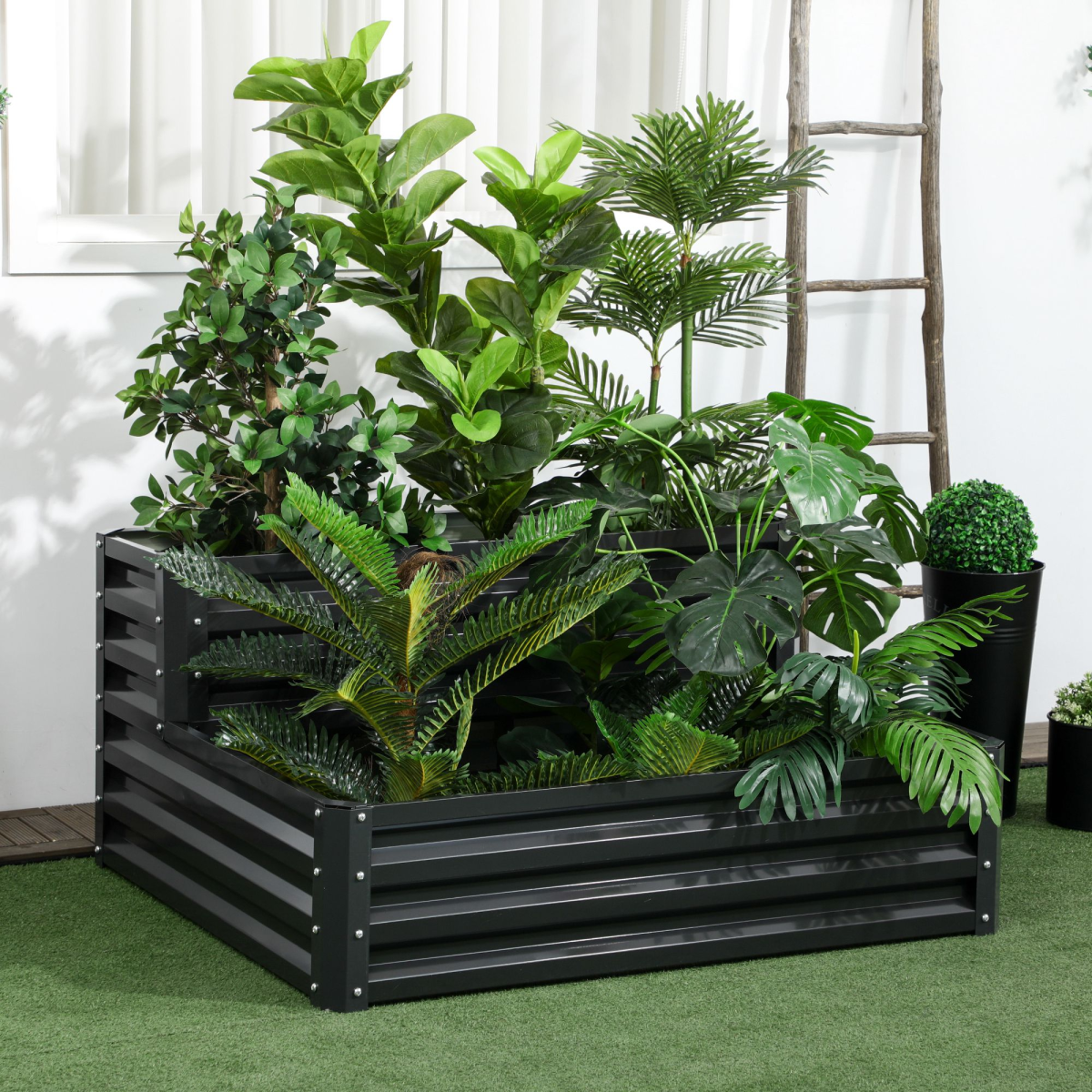 Galvanised Raised Garden Bed Planter Box Dark Grey
