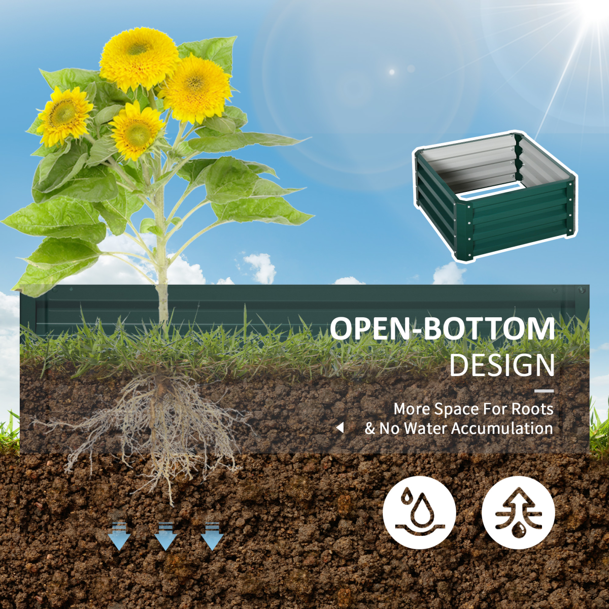 Set of 2 Raised Garden Bed Galvanised Planter Box