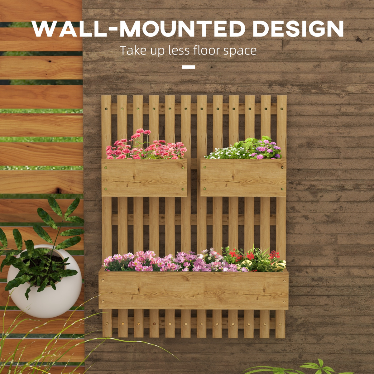 Wooden Garden Planters with Trellis Raised Bed