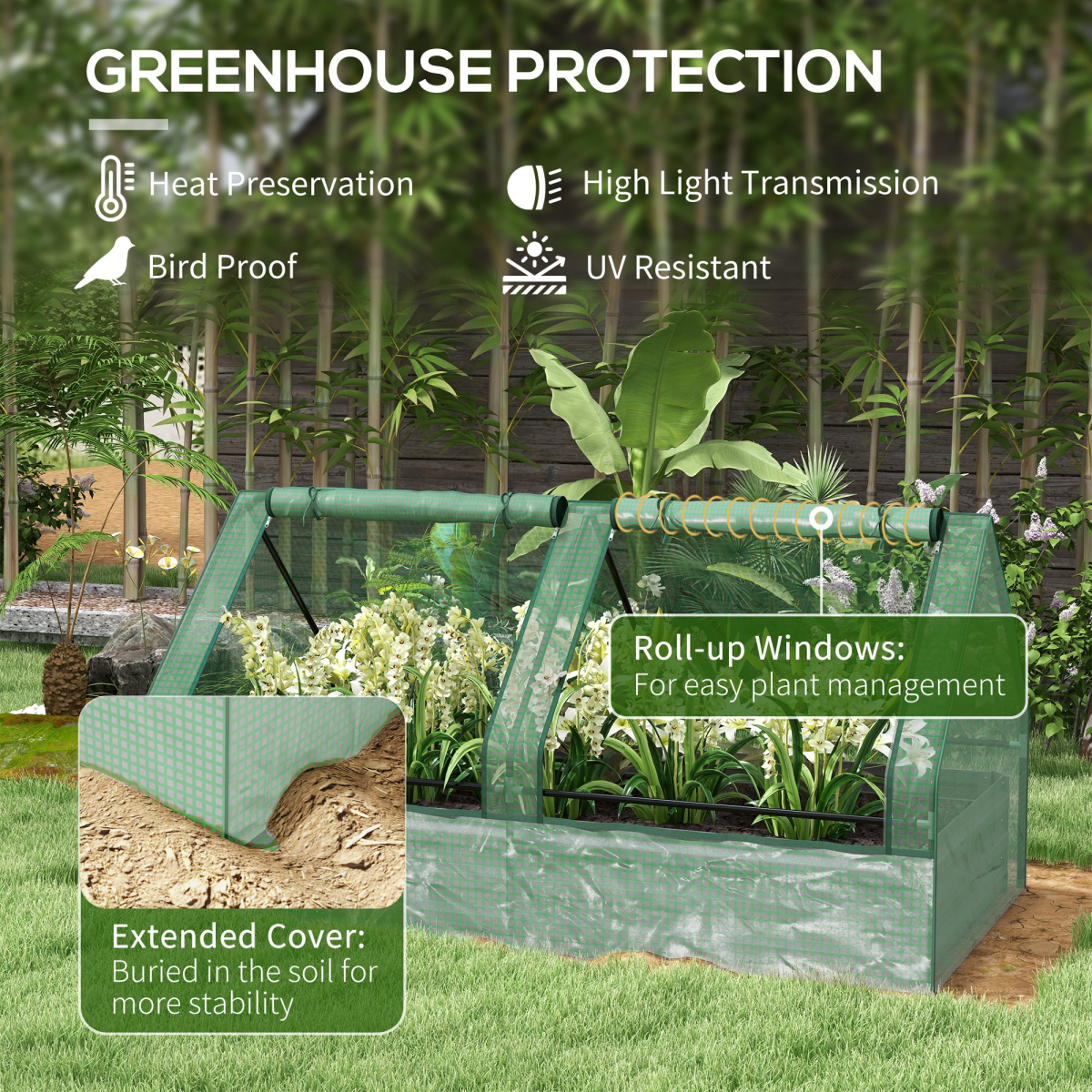 Raised Garden Bed Planter Box with Greenhouse