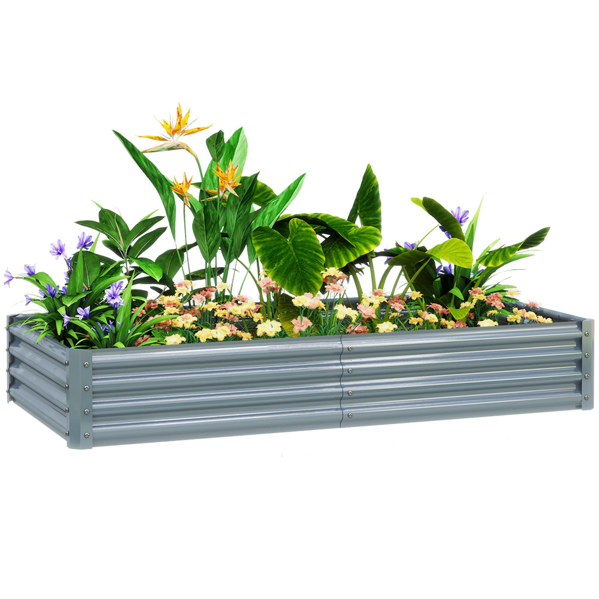 Galvanised Raised Garden Raised Bed, Silver