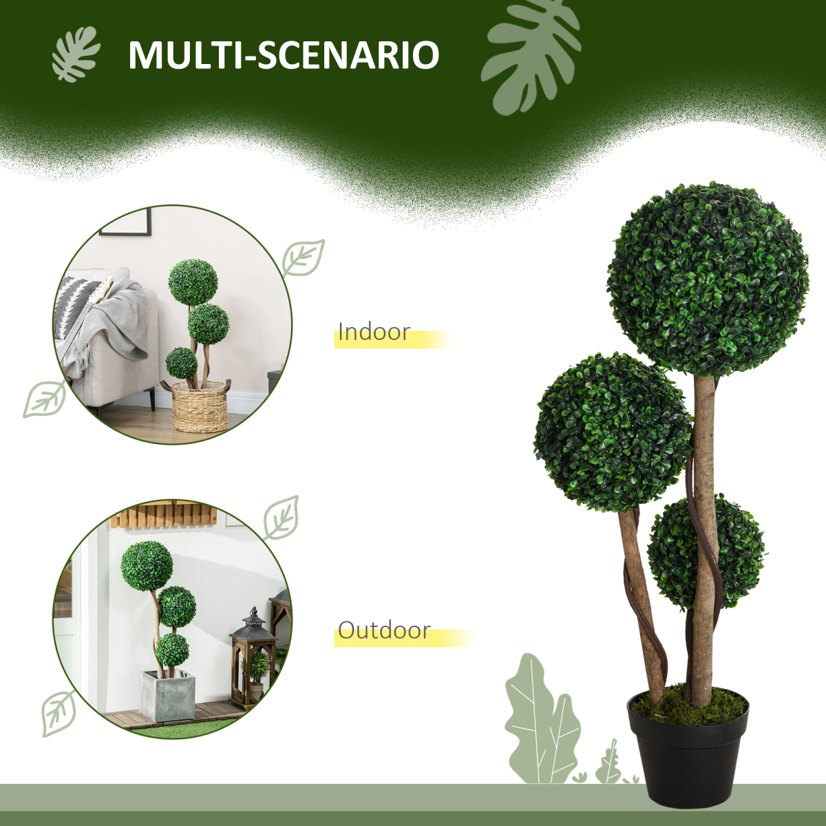 Artificial Plant Boxwood Ball Topiary Tree 90cm