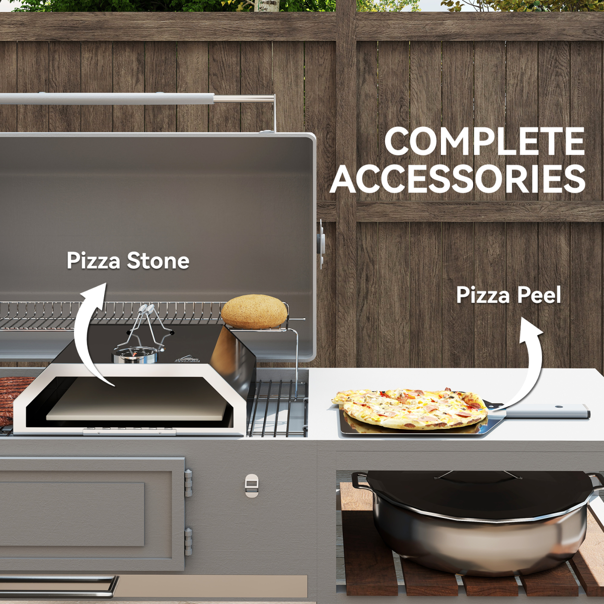 Outdoor BBQ Pizza Oven with Thermometer