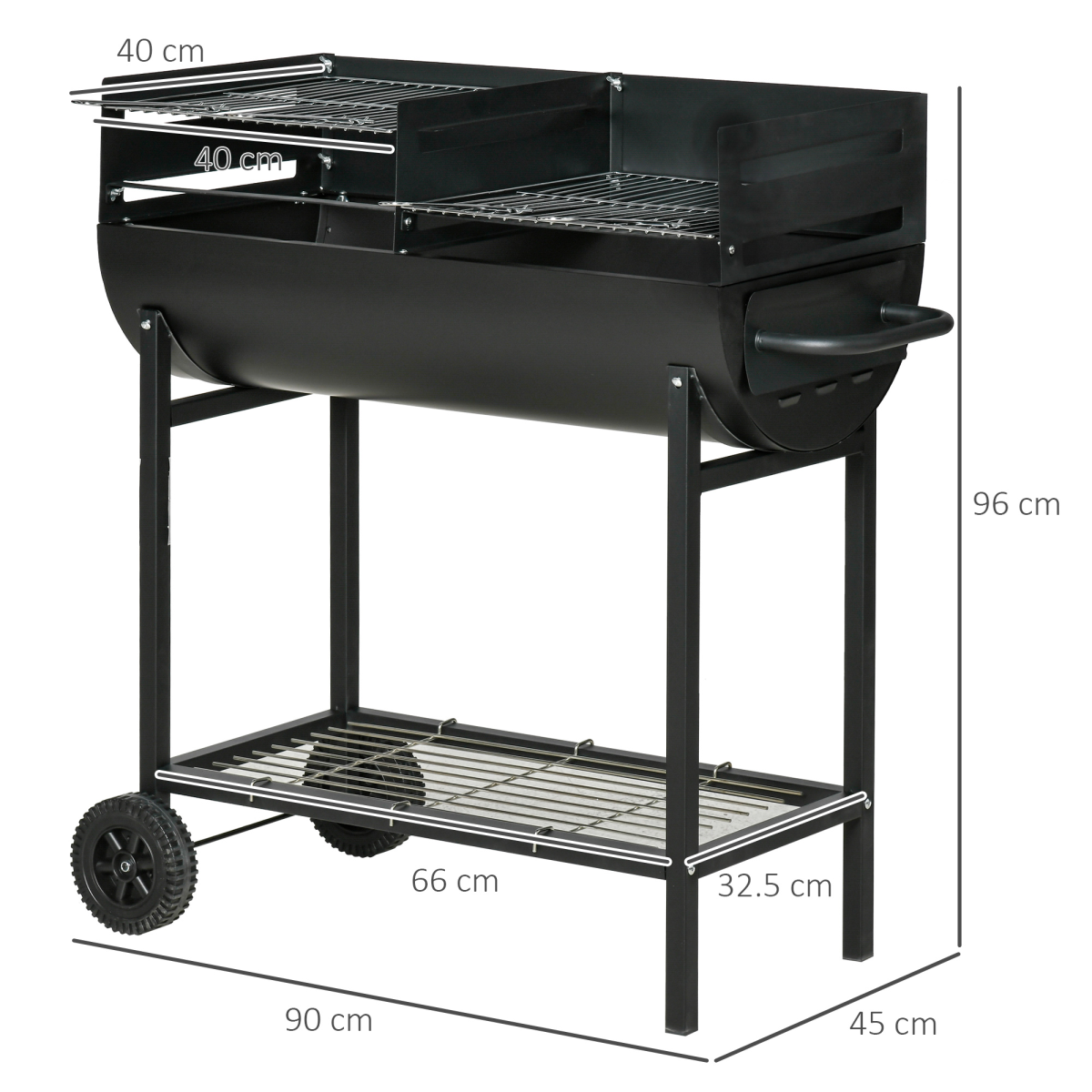 Steel 2-Grill Charcoal BBQ Black