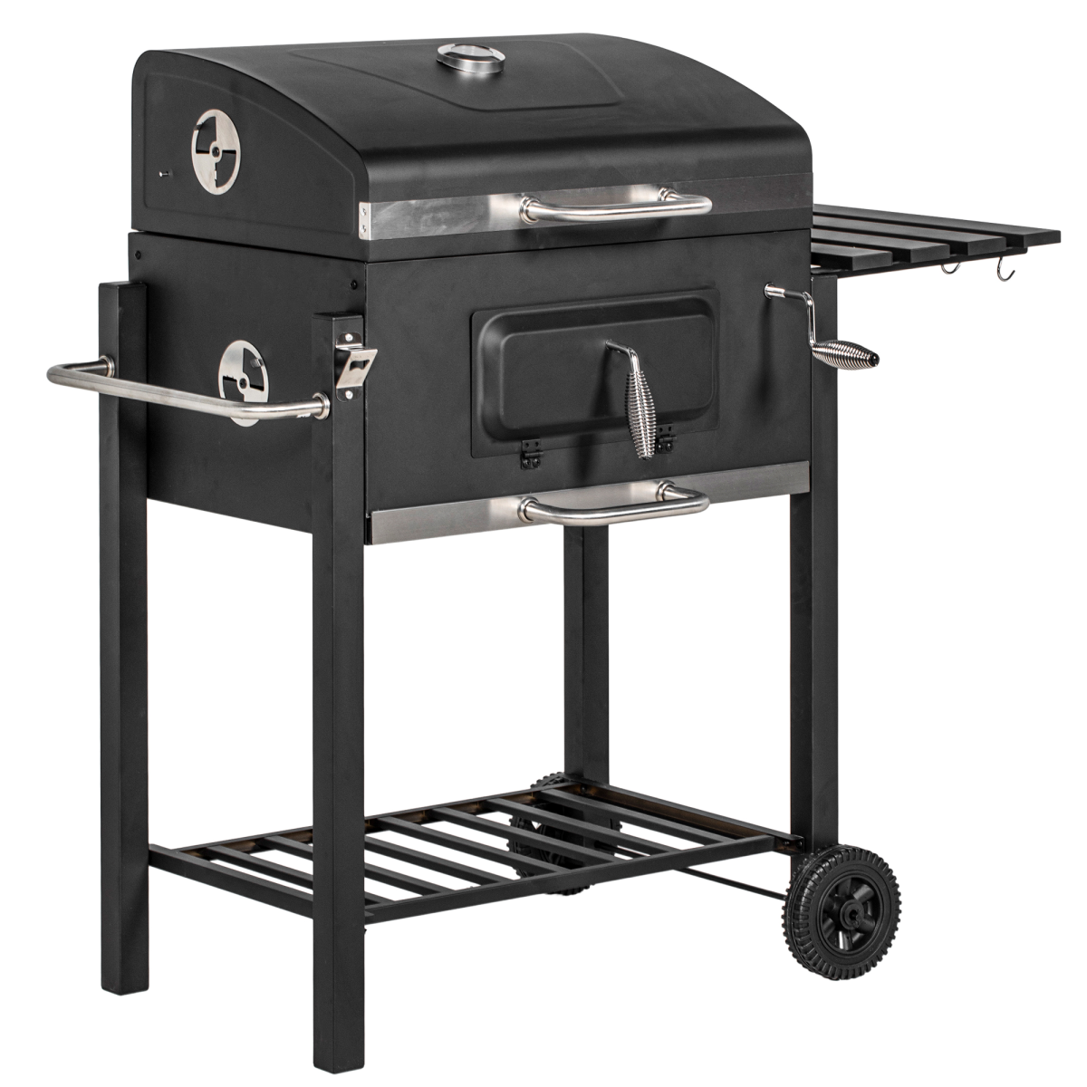 Charcoal Grill BBQ - Shelf Side Thermometer Steel Black