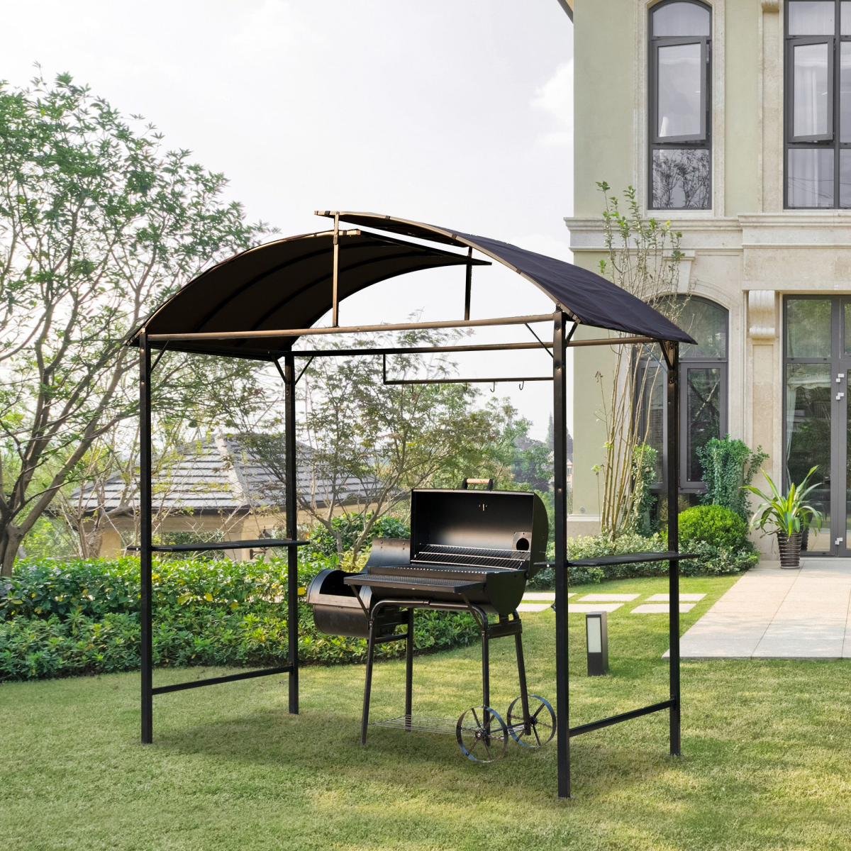 BBQ Awning Shelter Garden Patio Black