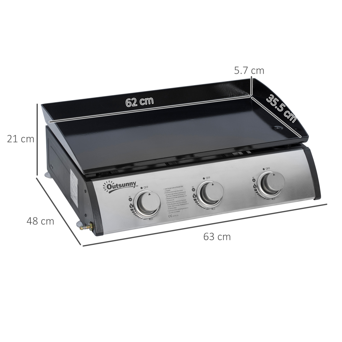 Portable Gas BBQ Grill with 3 Stainless Steel Burner