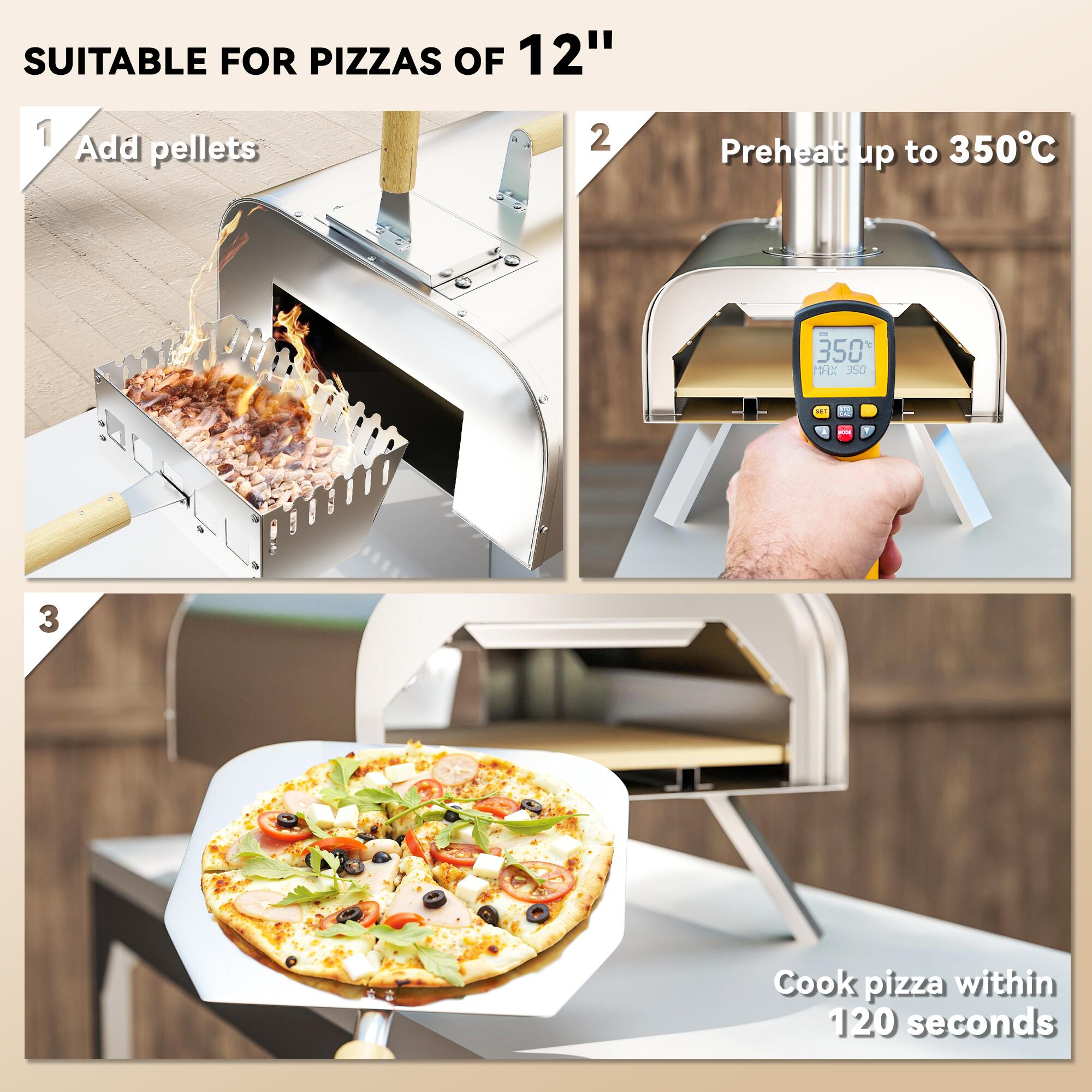Portable Wood Pellet Pizza Oven 12 Inch Stone