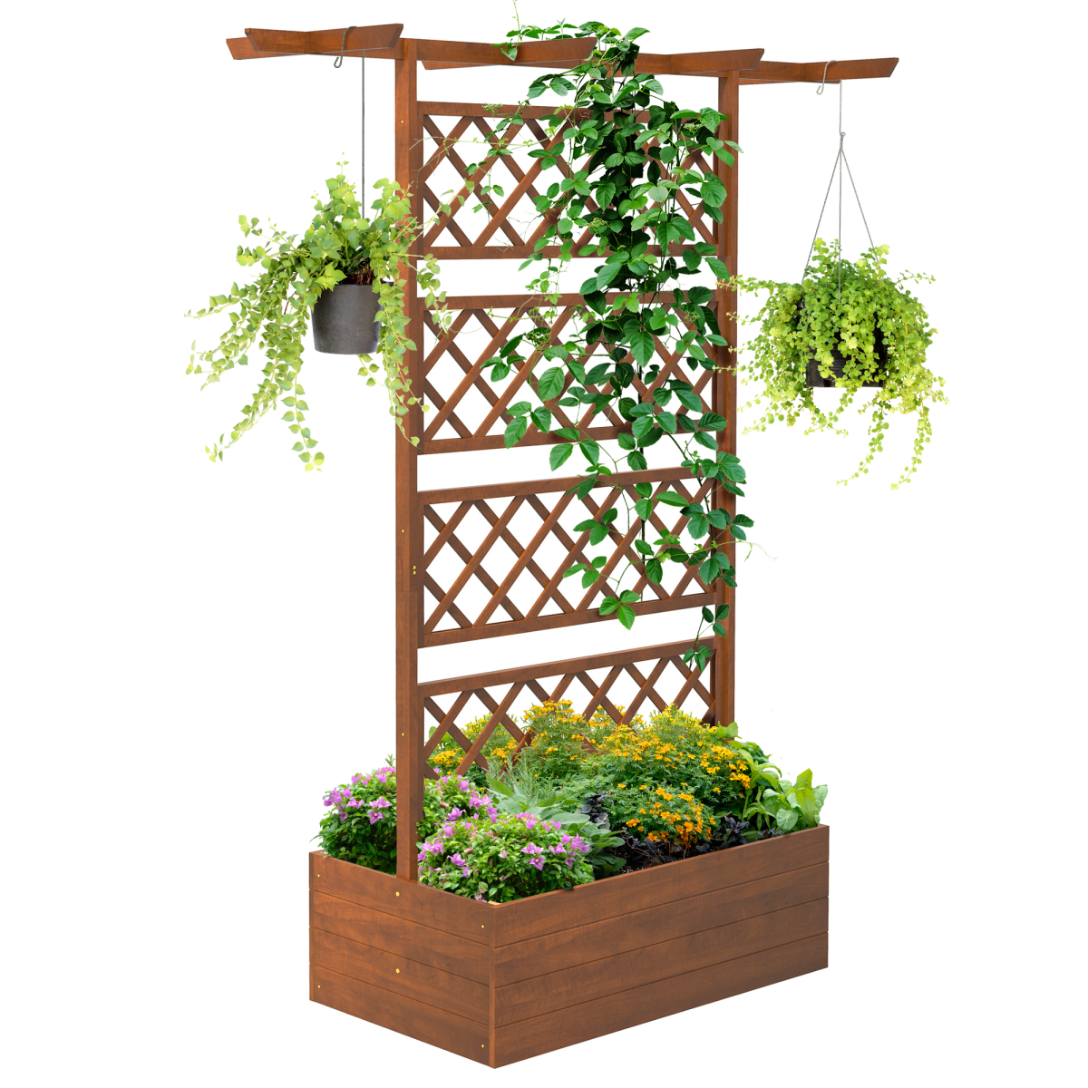 Wooden Trellis Planter, Raised Garden Bed for Climbing Plants