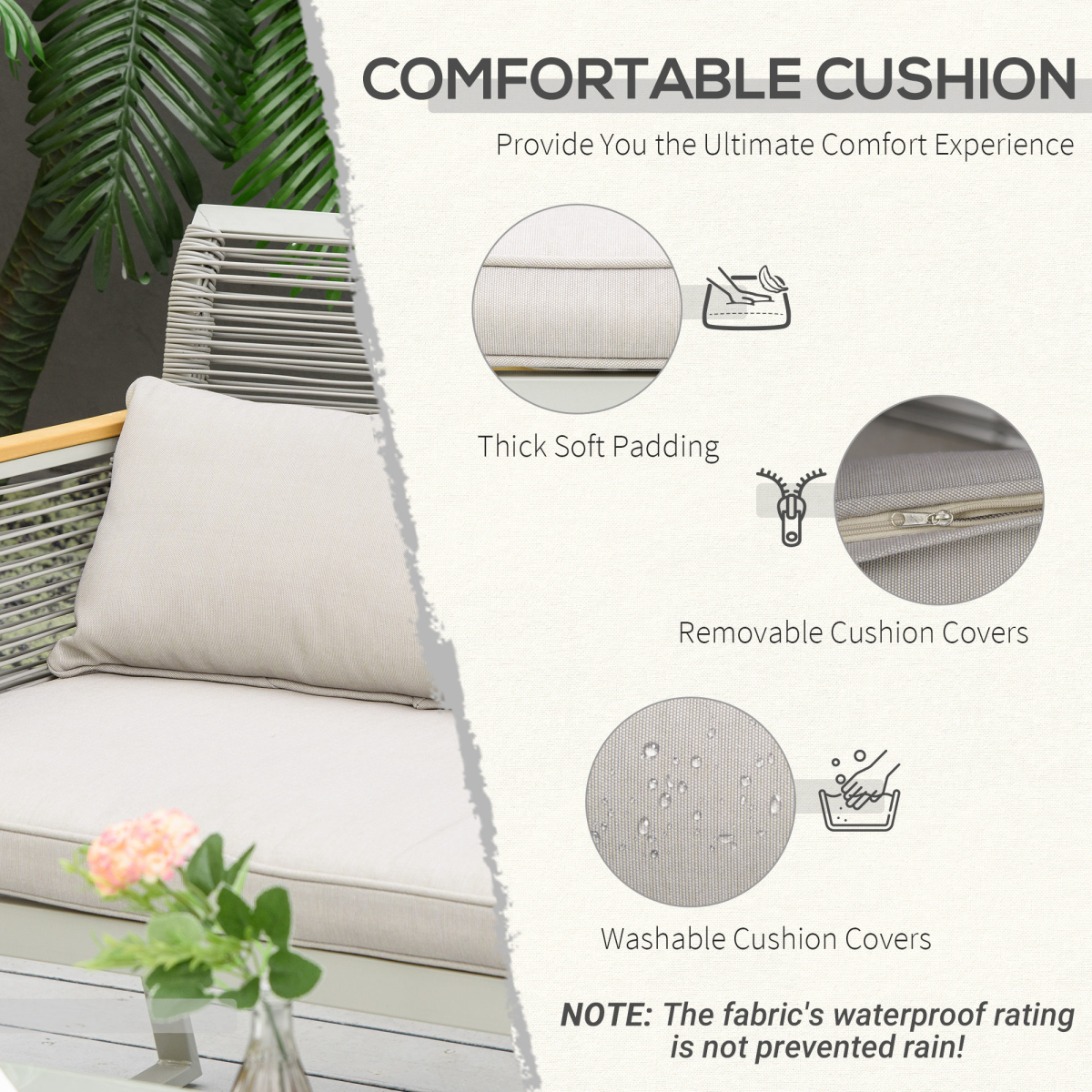 4seater patio wicker sofa metal frame pe rattan