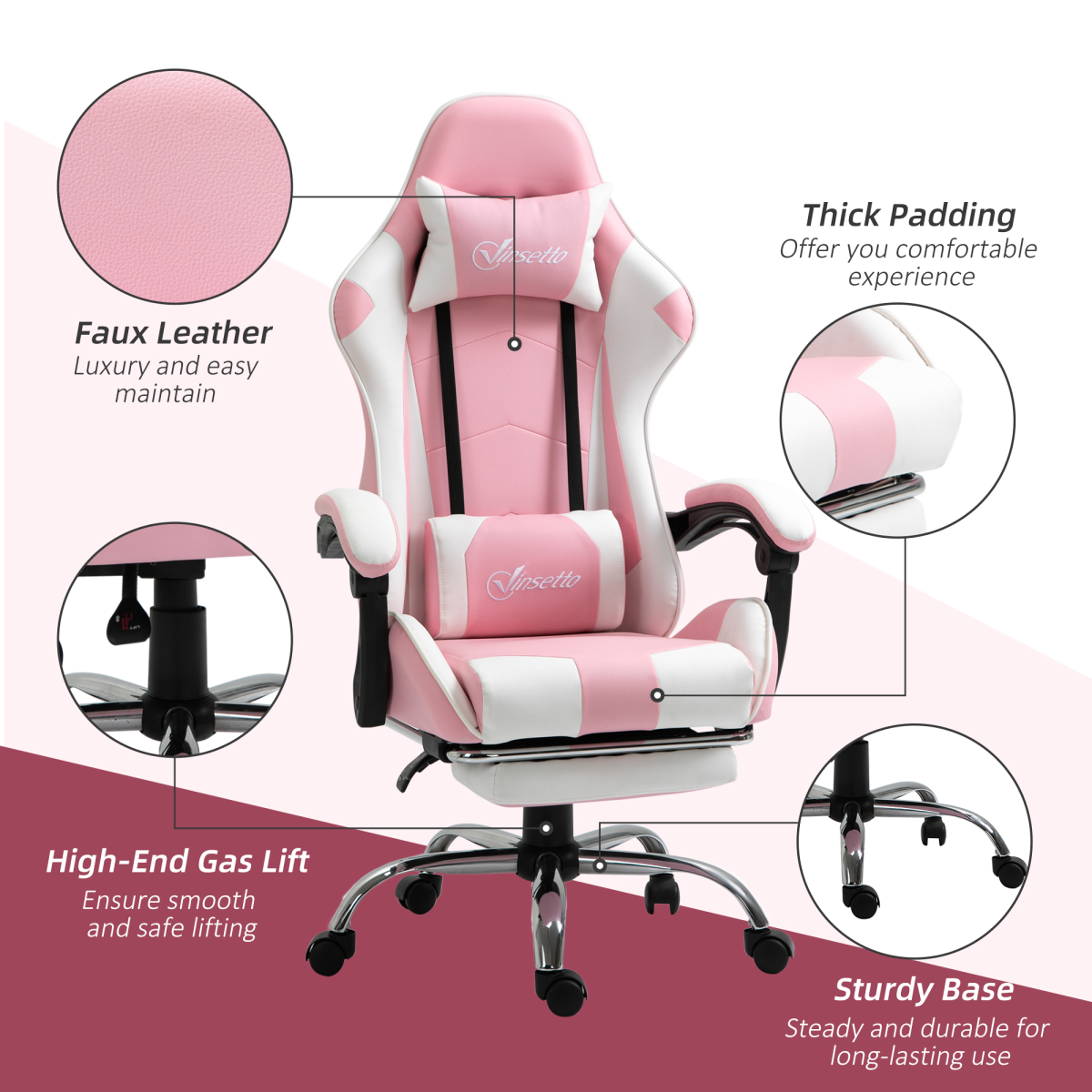 racing gaming chair w lumbar support home office view 8