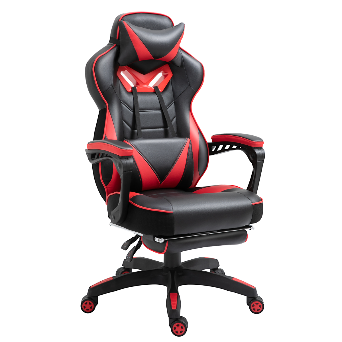gaming chair ergonomic reclining w manual footrest wheels view 1