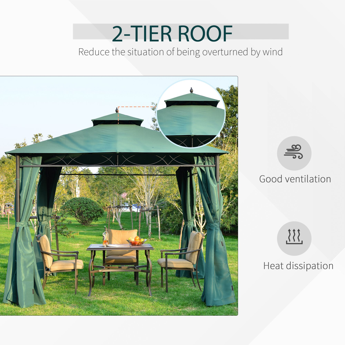 outsunny 3 x 3m metal garden gazebo marquee