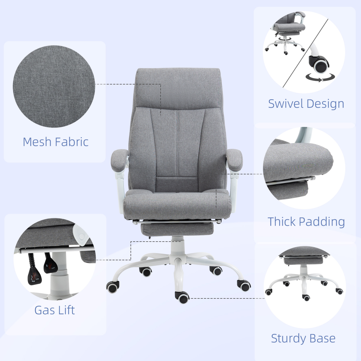 vinsetto fabric office chair for home with arm view 8