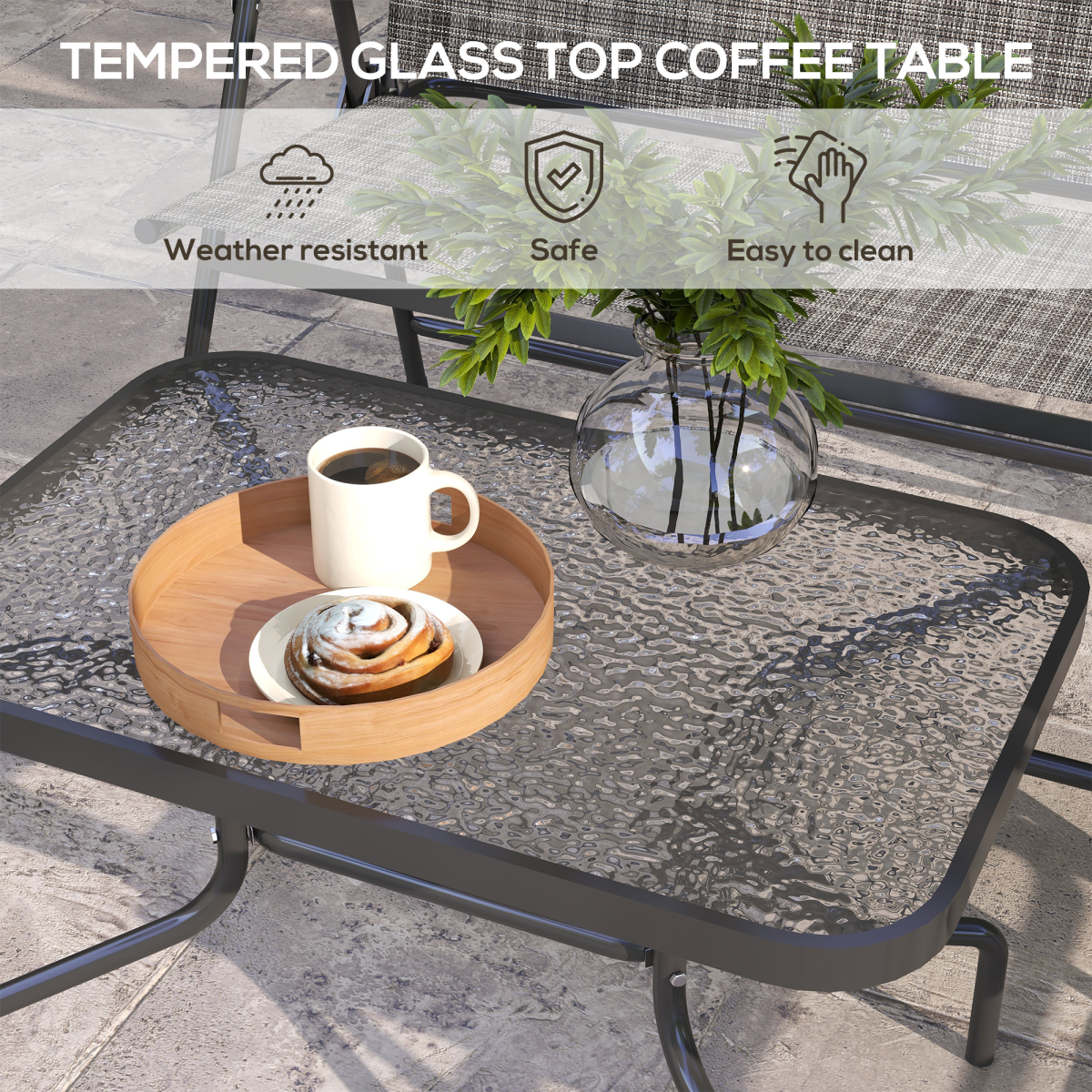 outsunny patio furniture set, garden set with table,