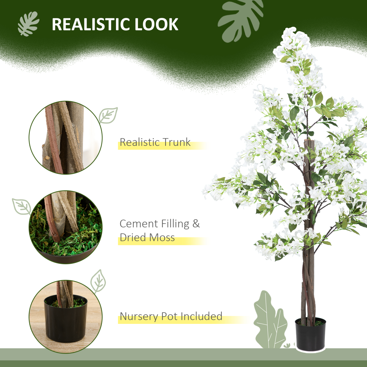 homcom potted artificial plants honeysuckle flower for indoor view 4