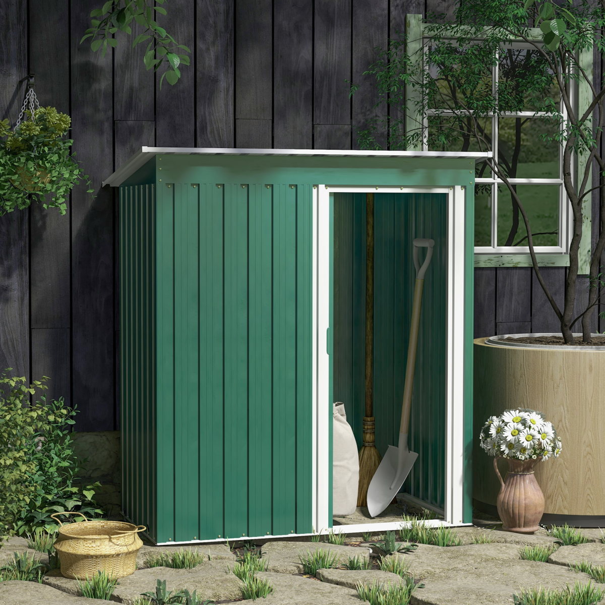 outsunny 5 x 3ft garden storage shed sliding