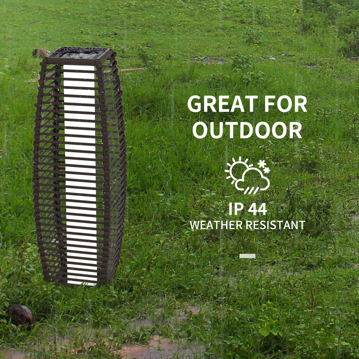 outsunny rattan solar floor lamp with auto on/off