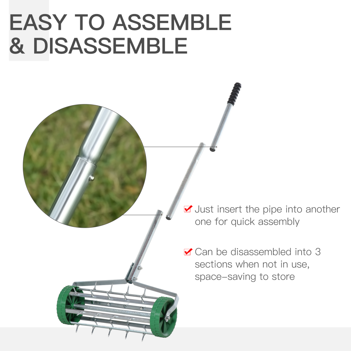 outsunny lawn aerator rollergreensilver view 5