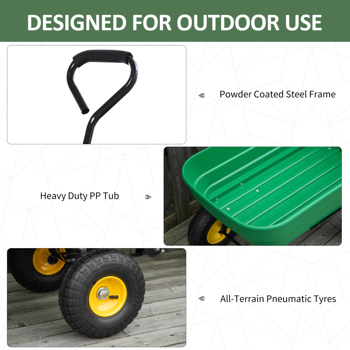 125l garden cart heavy duty 4 wheel trolley view 5