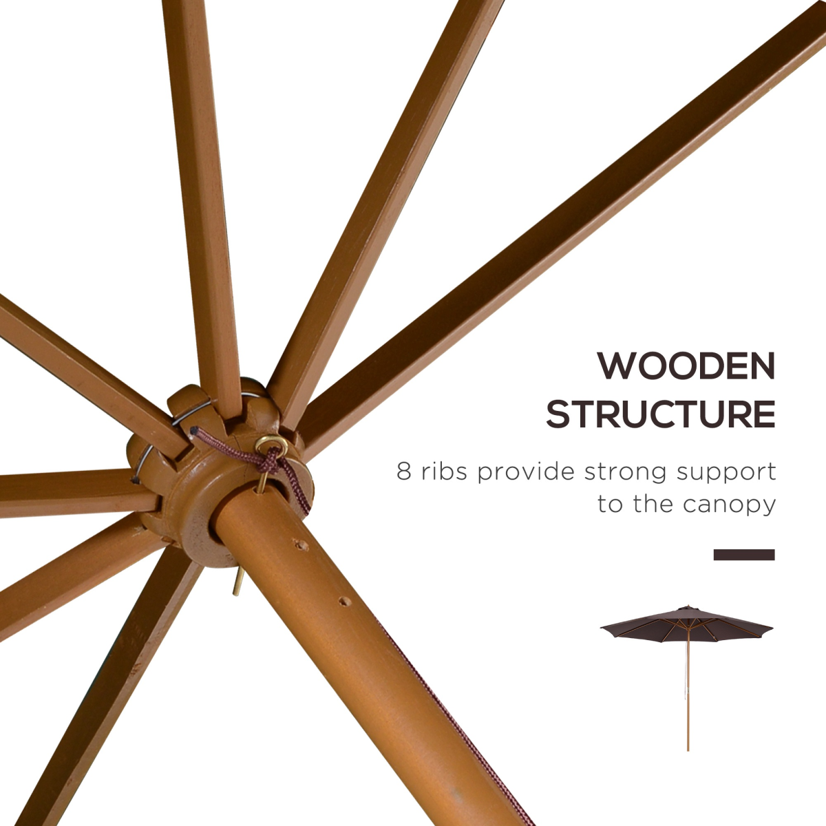 3m bamboo wooden market patio umbrella garden parasol view 6