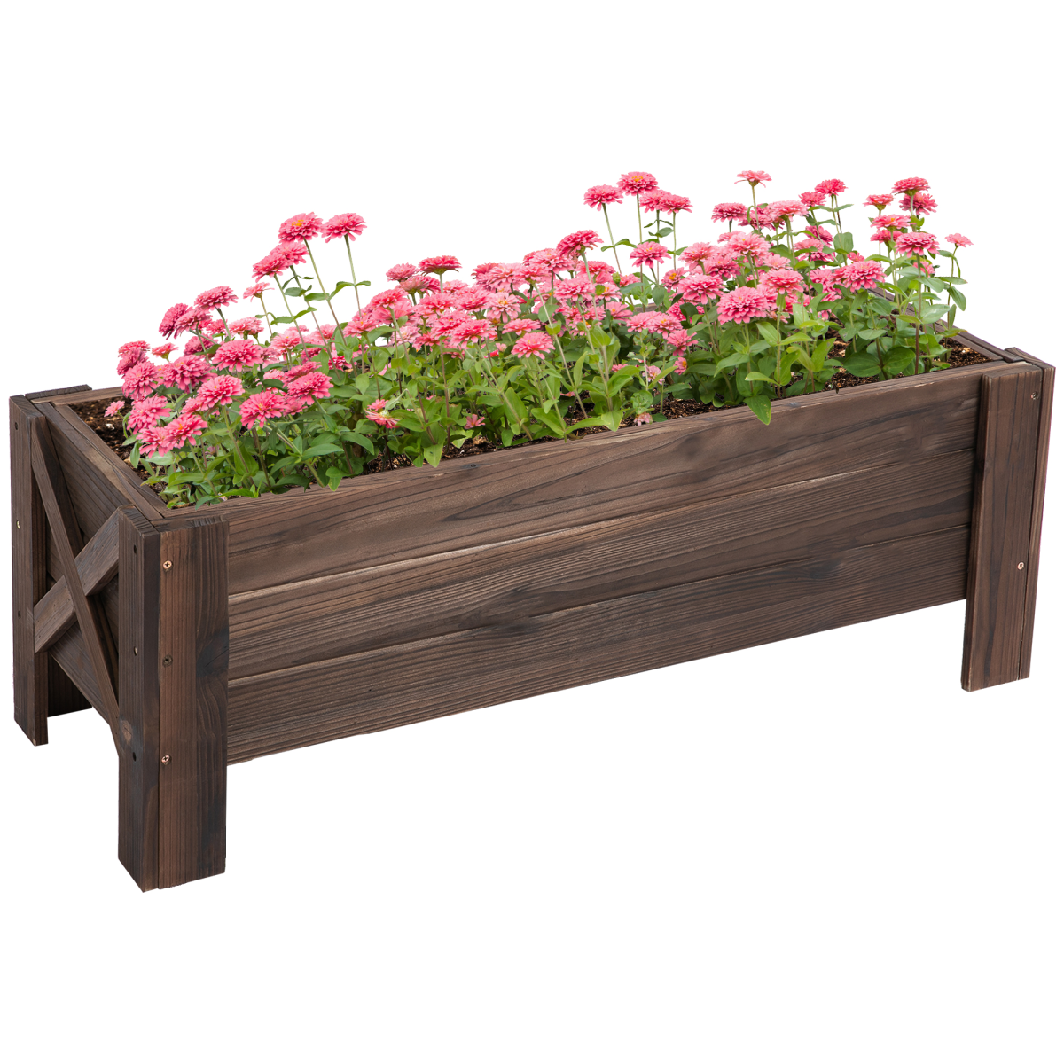 wooden garden raised bed planter grow containers pot view 1