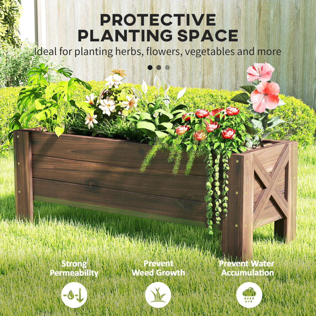 wooden garden raised bed planter grow containers pot view 4