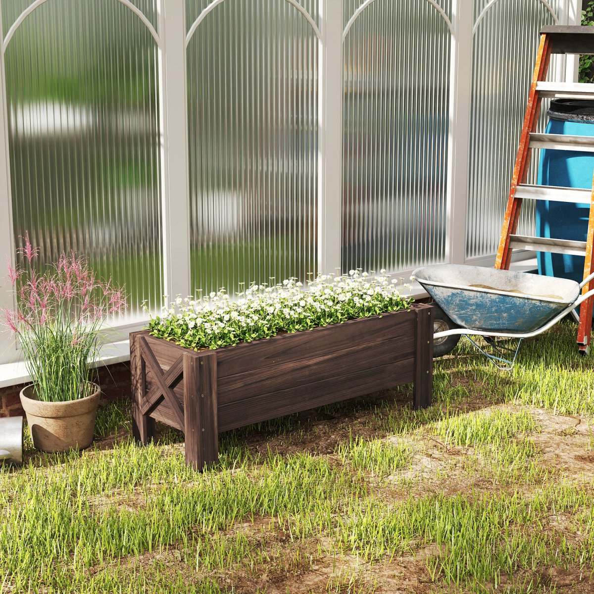 wooden garden raised bed planter grow containers pot view 8