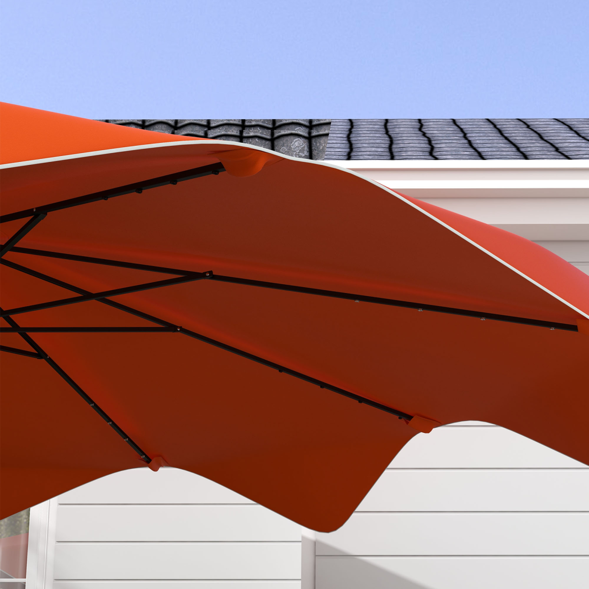outsunny garden parasol umbrella with led lights and view 9